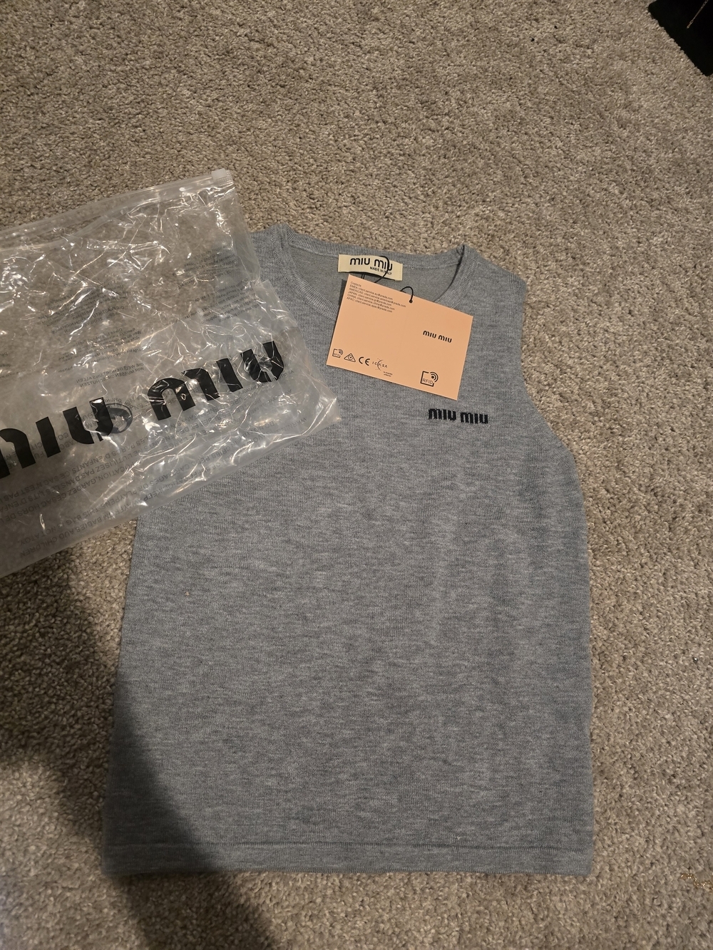 Miu Miu Gray Sleeveless Knit Top
